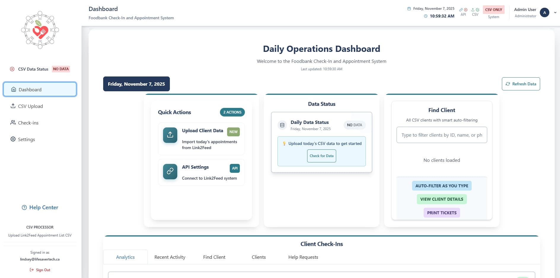 Foodbank Check-In screenshot