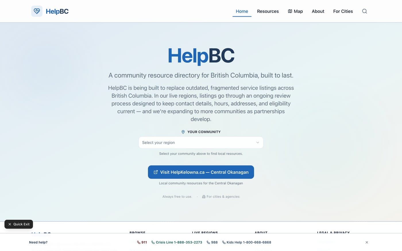 HelpBC screenshot